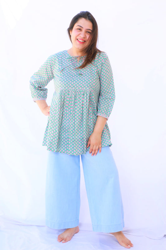 Light Mint Green Gathered Top