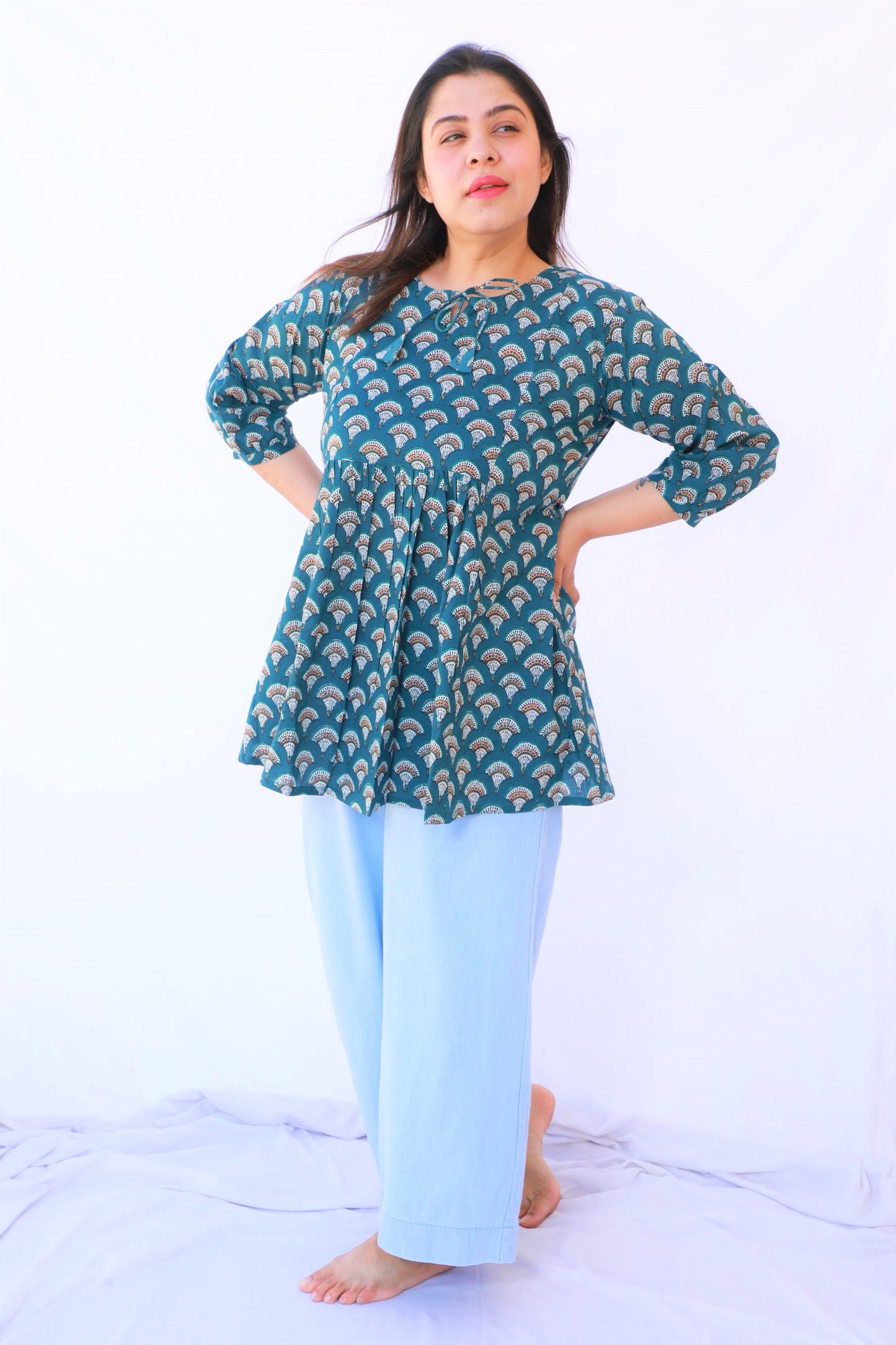 Teal Green Gathered Top