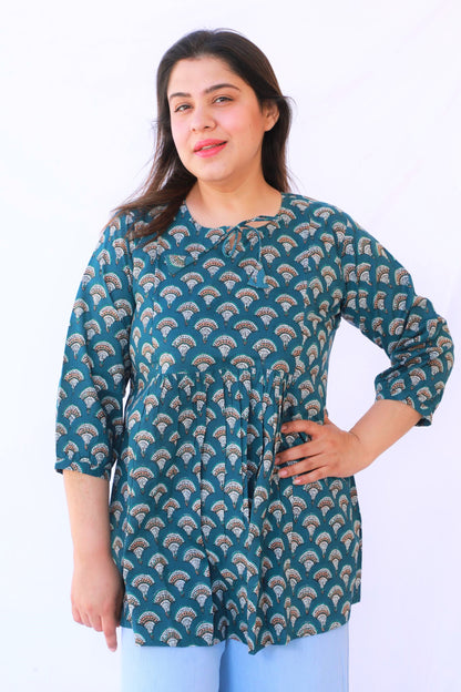 Teal Green Gathered Top