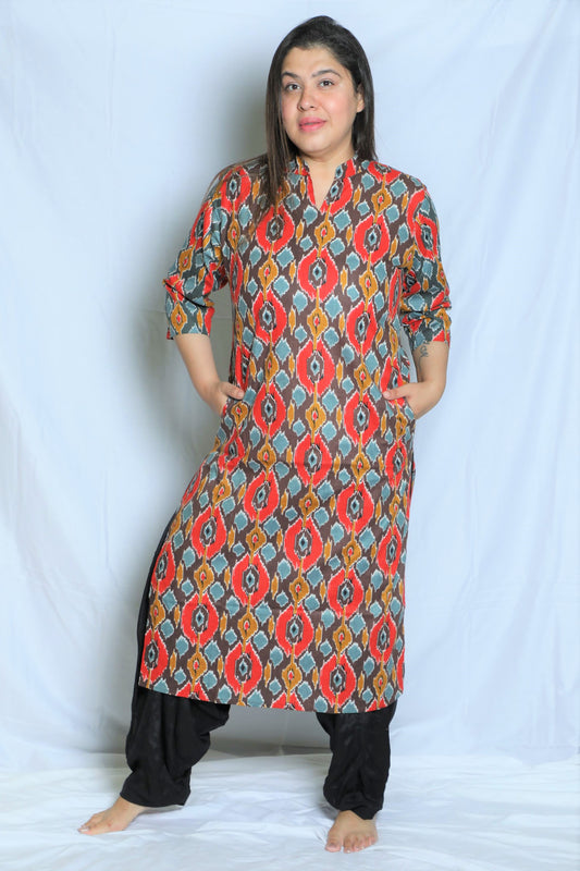 Ikkat Print Regular Kurta