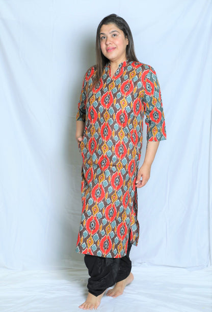 Ikkat Print Regular Kurta