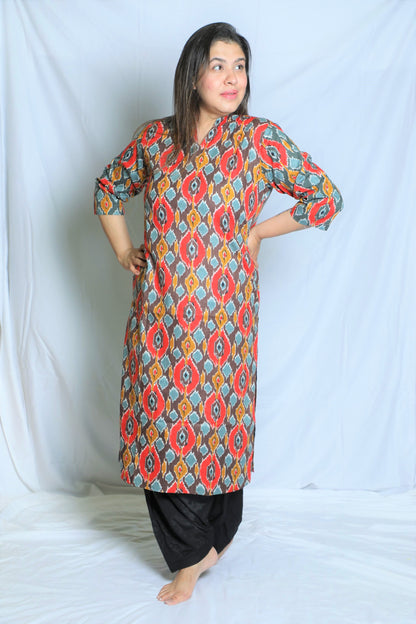 Ikkat Print Regular Kurta