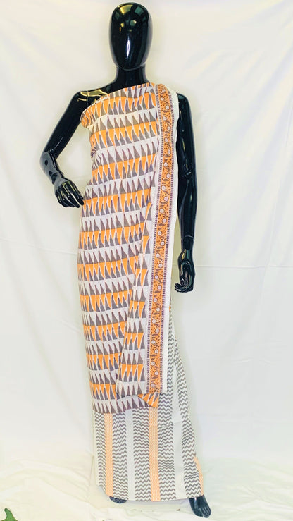 Grey Orange Dupatta Set